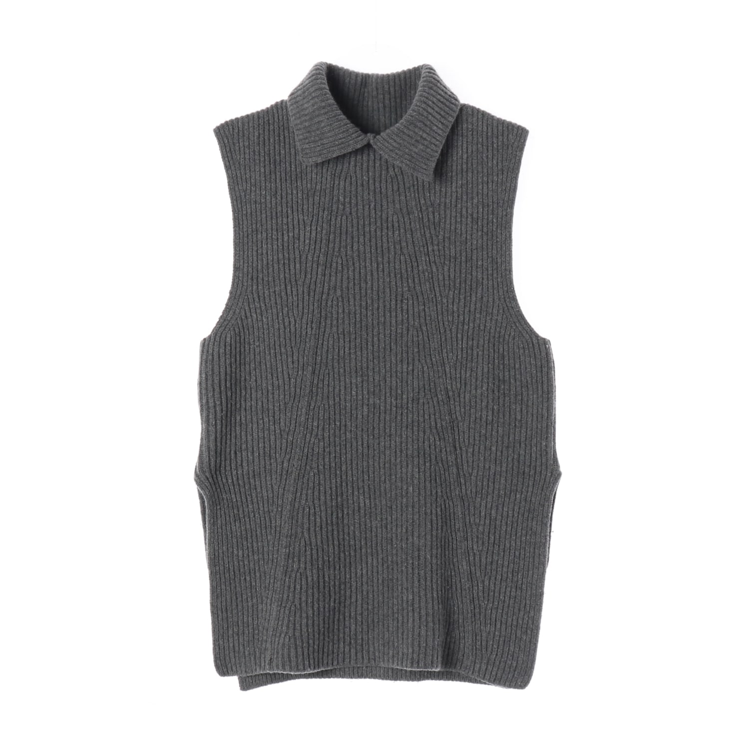 클럽모나코 울 캐시미어 카라 폴로 니트 조끼 베스트 그레이 이미지 1