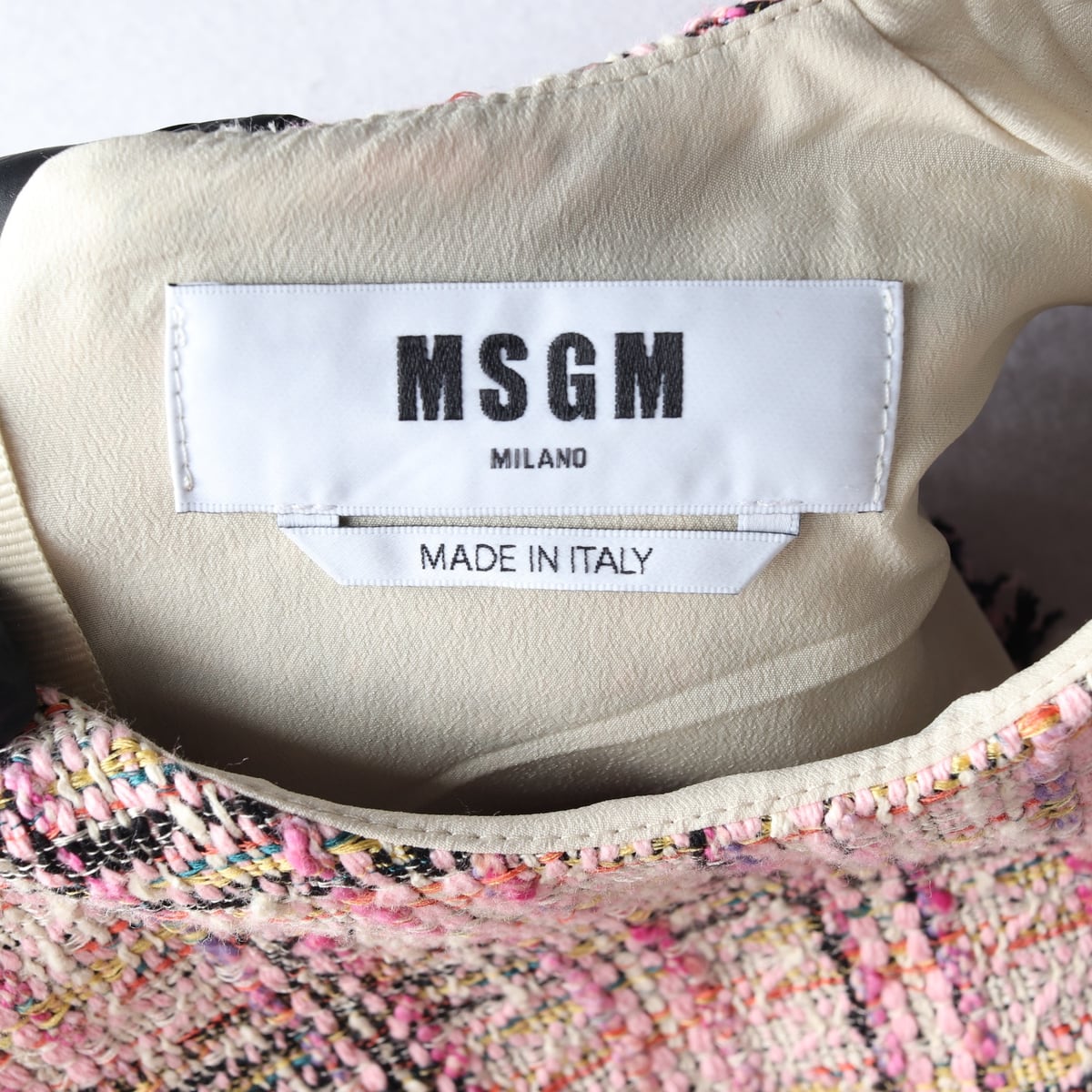 엠에스지엠 MSGM 체크 패턴 트위드 슬리브리스 원피스 핑크 상세 이미지 3