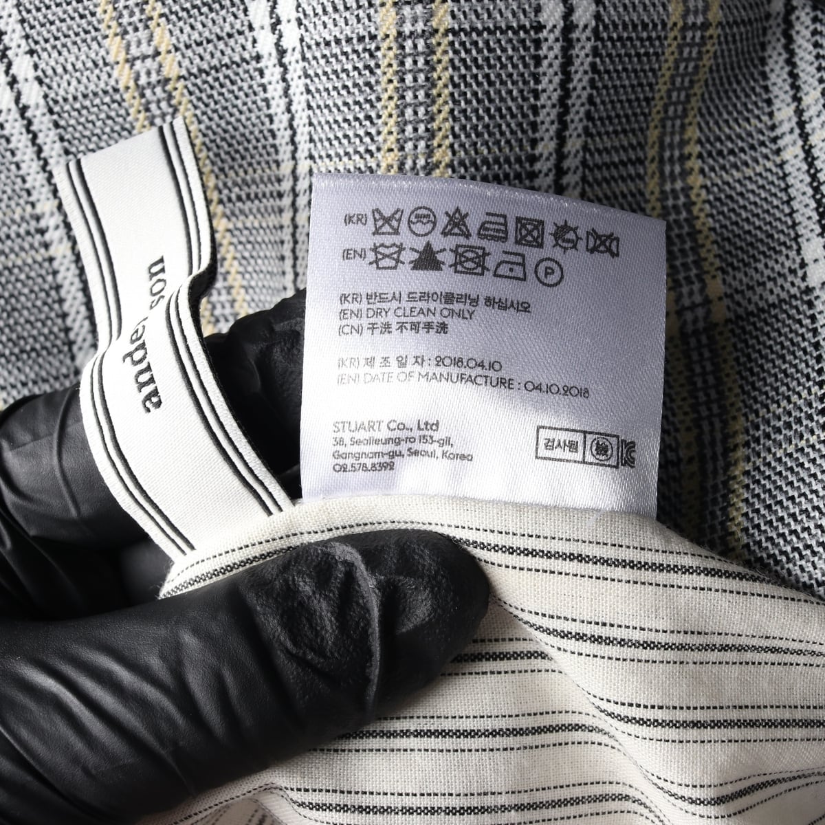 앤더슨벨 체크 벨티드 블레이저 원피스 백리스 재킷 드레스 상세 이미지 6