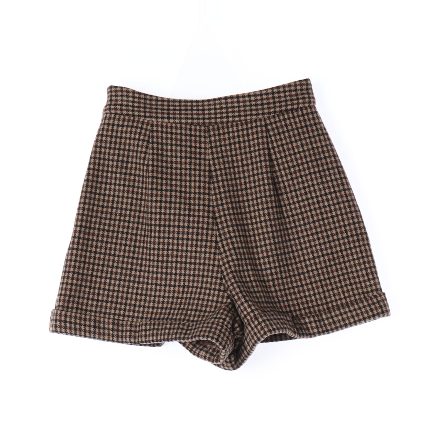 마쥬 체크 패턴 울 블렌드 쇼츠 숏팬츠 반바지 이미지 2