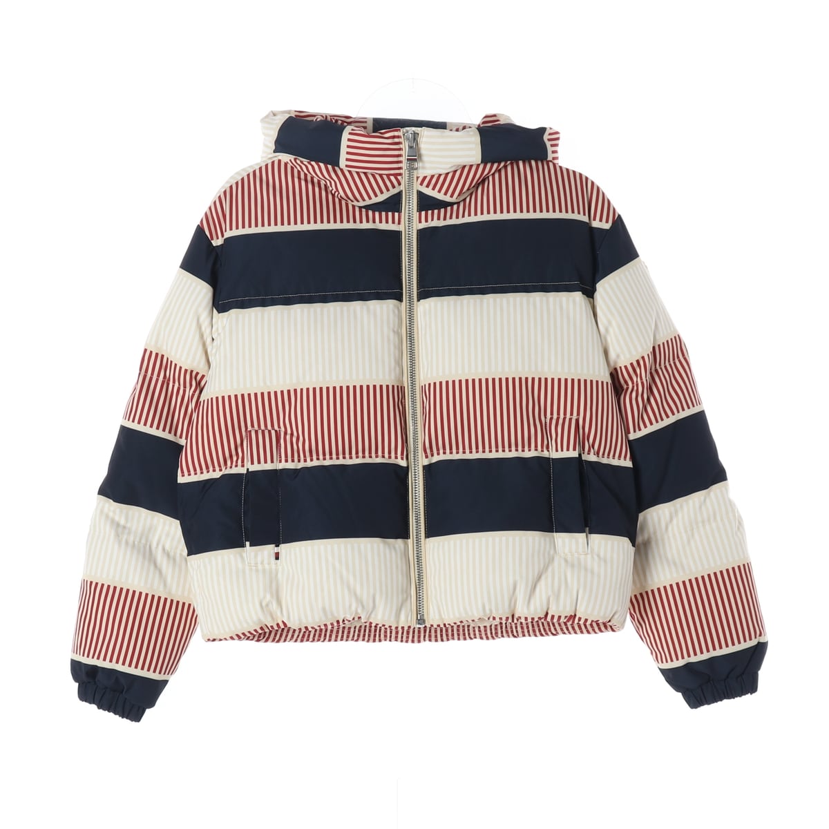 타미힐피거 뉴욕 다운 스트라이프 패턴 후드 숏 패딩 점퍼 상세 이미지 1
