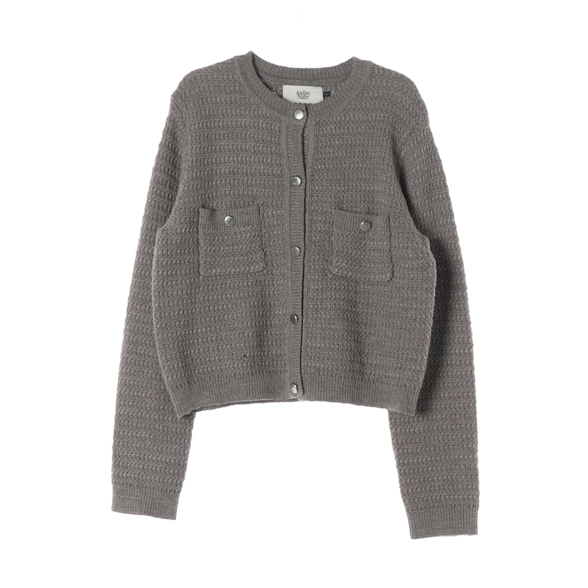 (새상품) 아틀리에 나인 22FW 울 블렌드 트위드 니트 가디건 그레이 상세 이미지 1
