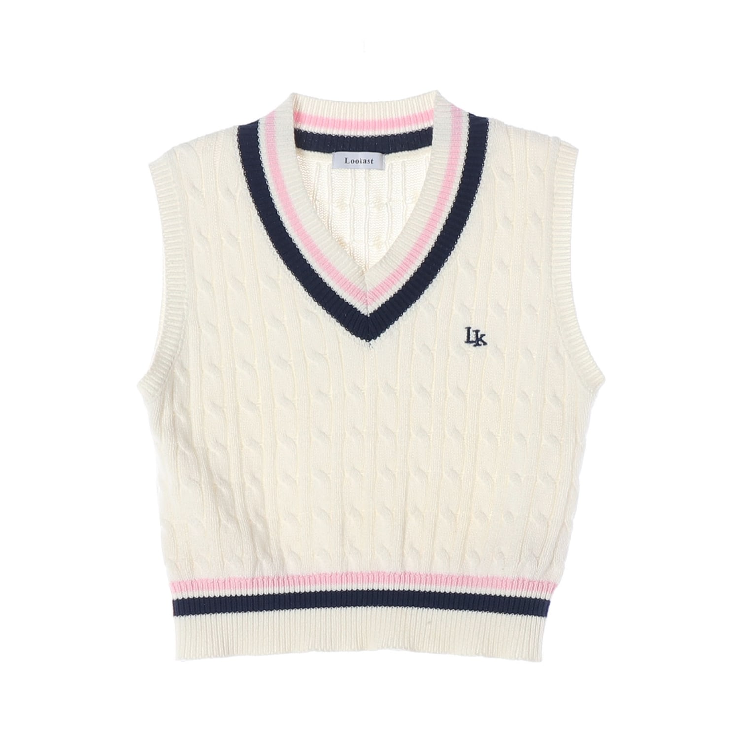 룩캐스트 22SS 케이블 브이넥 니트 베스트 조끼 이미지 1