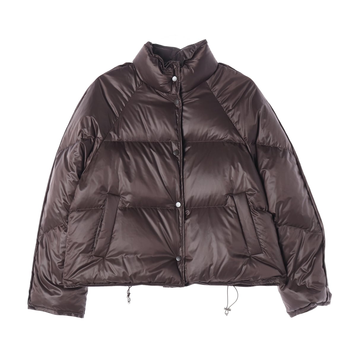 인사일런스 24FW 글로시 구스다운 숏 패딩 브라운 상세 이미지 1