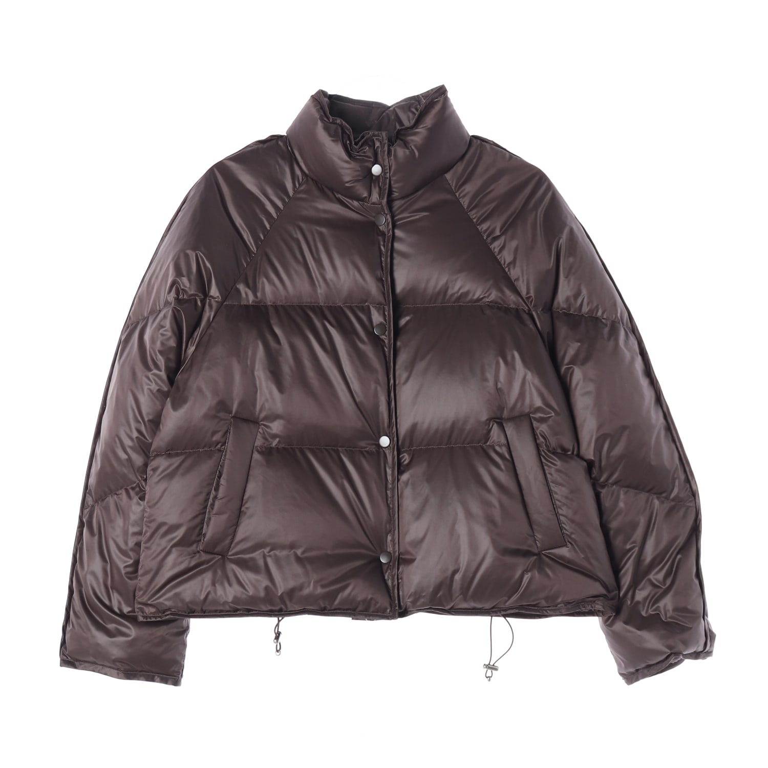 인사일런스 24FW 글로시 구스다운 숏 패딩 브라운 이미지 1