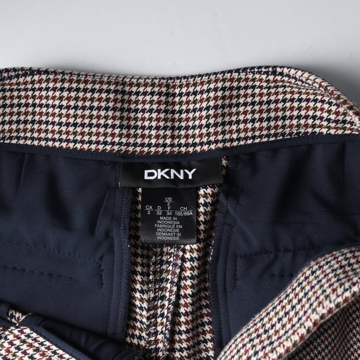 디케이엔와이 DKNY 하운드투스 체크 배색 와이드 큐롯 팬츠 상세 이미지 3