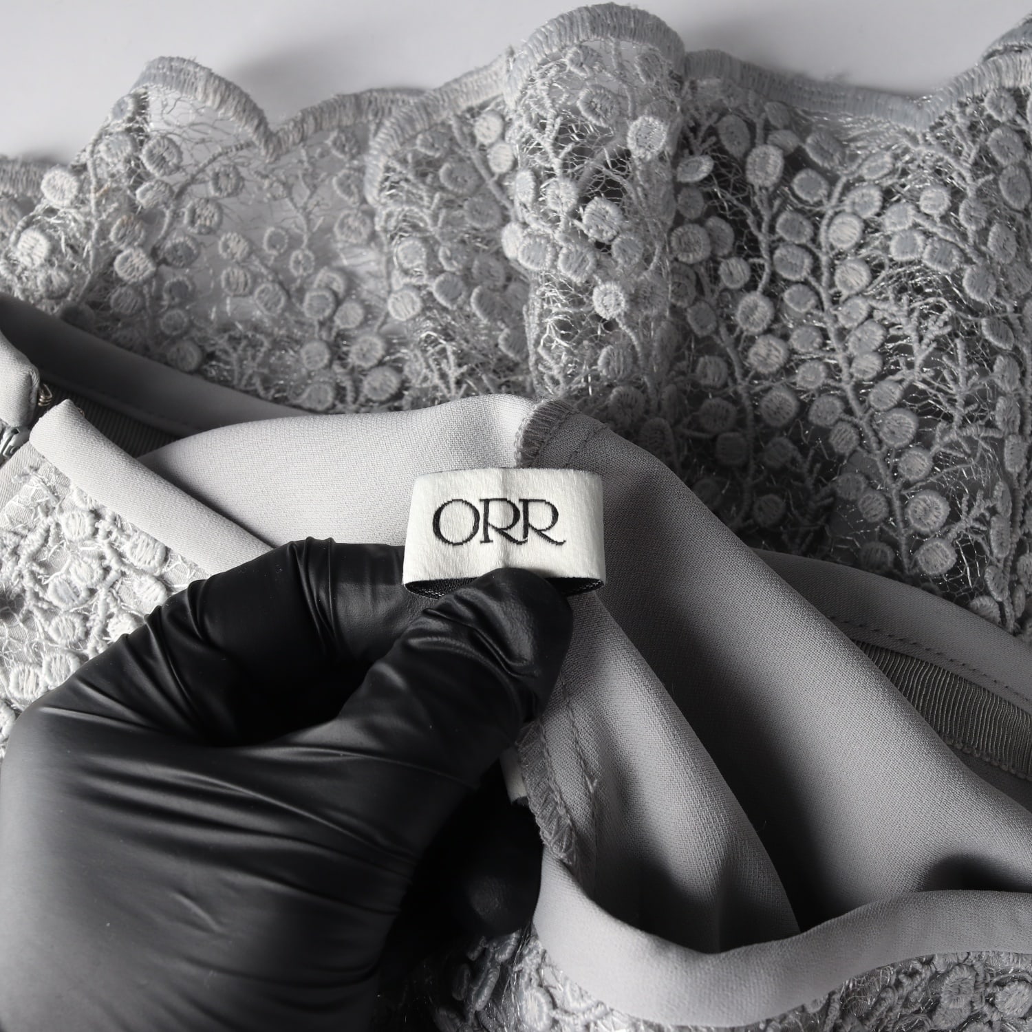 오르 ORR 21FW 그레이프 자수 레이스 롱 스커트 치마 그레이  이미지 3
