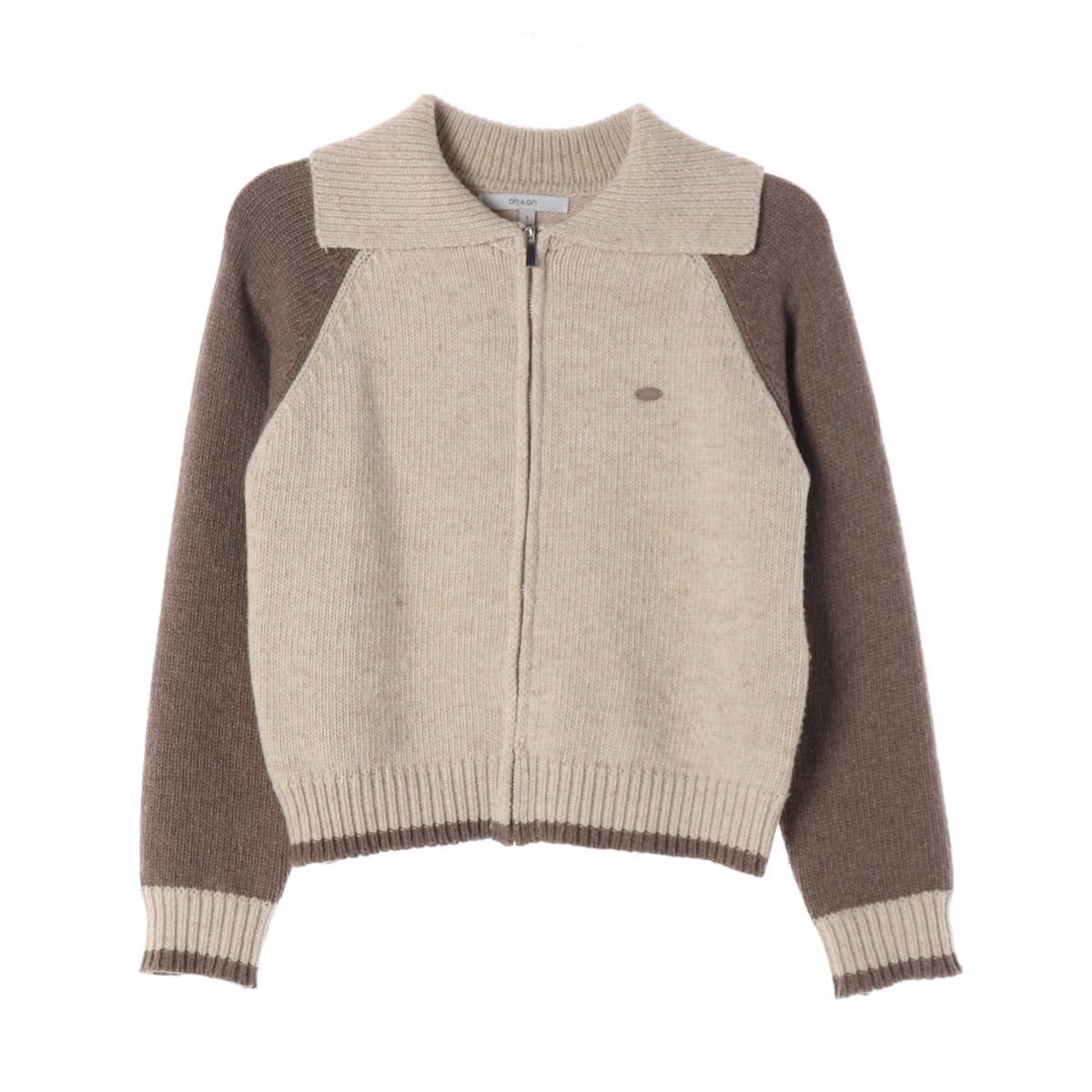온앤온 24FW 배색 니트 집업 카라 가디건  상세 이미지 1