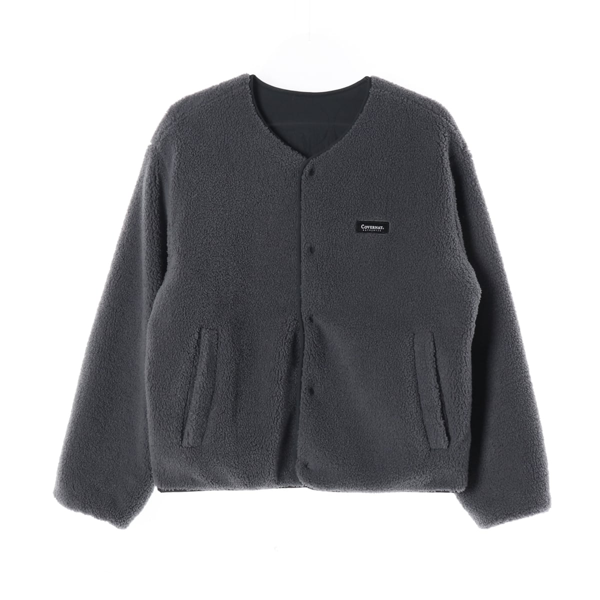 커버낫 22FW 리버서블 플리스 퀼팅 패딩 재킷 차콜 블랙 상세 이미지 1