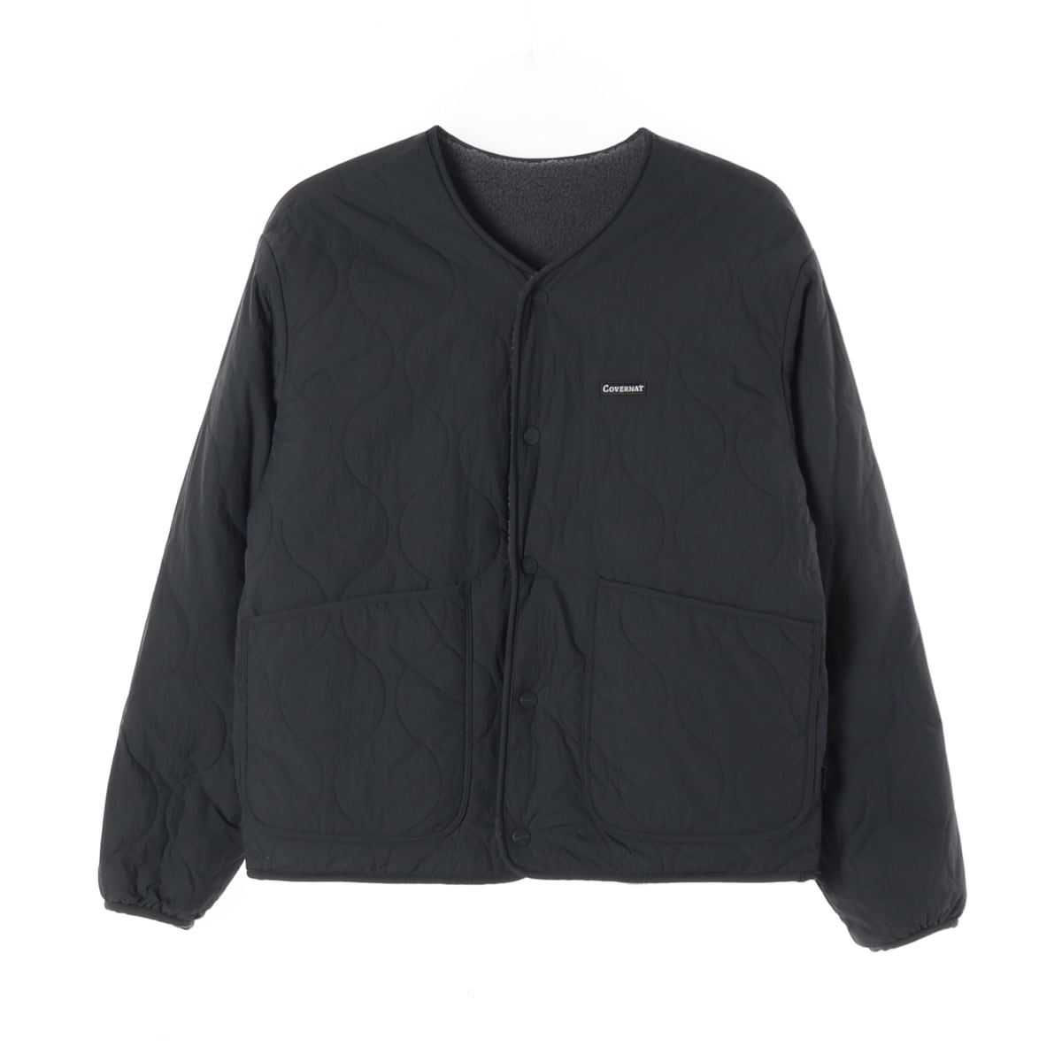 커버낫 22FW 리버서블 플리스 퀼팅 패딩 재킷 차콜 블랙 상세 이미지 3