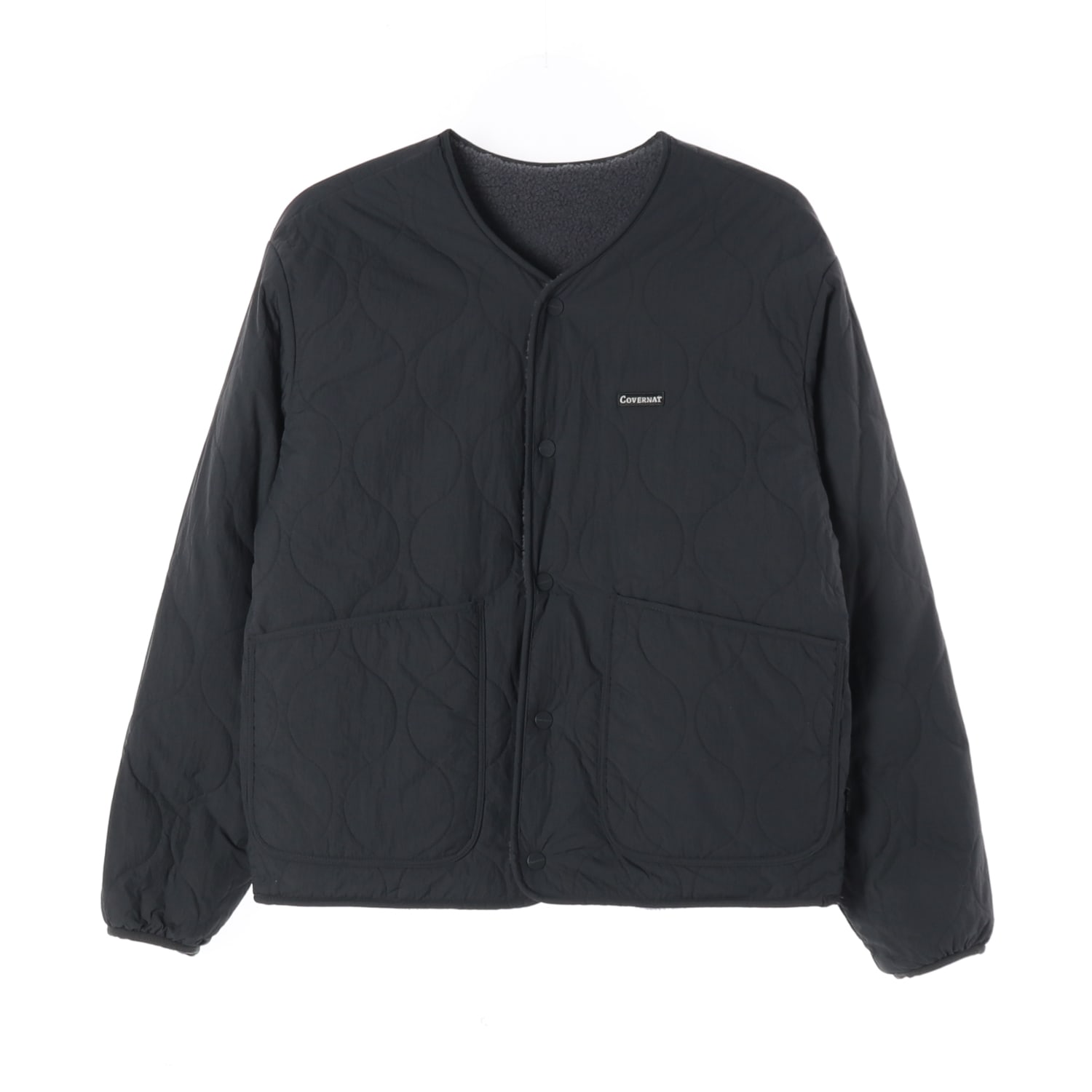 커버낫 22FW 리버서블 플리스 퀼팅 패딩 재킷 차콜 블랙 이미지 3