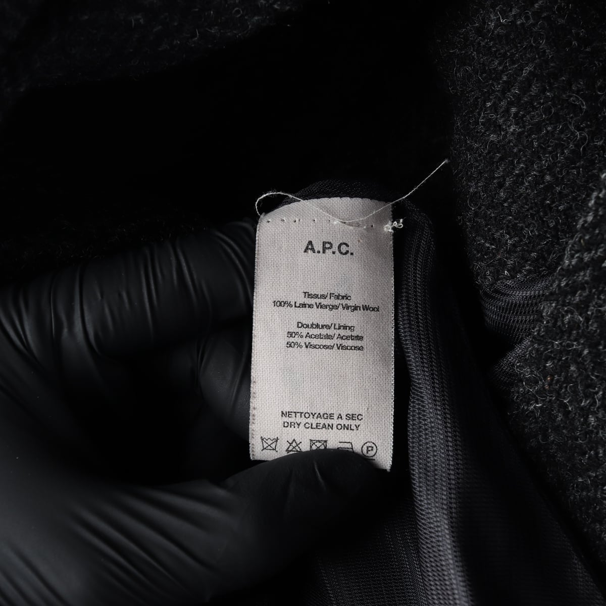 아페쎄 APC 울 100% 헤링본 싱글 롱 코트 상세 이미지 4