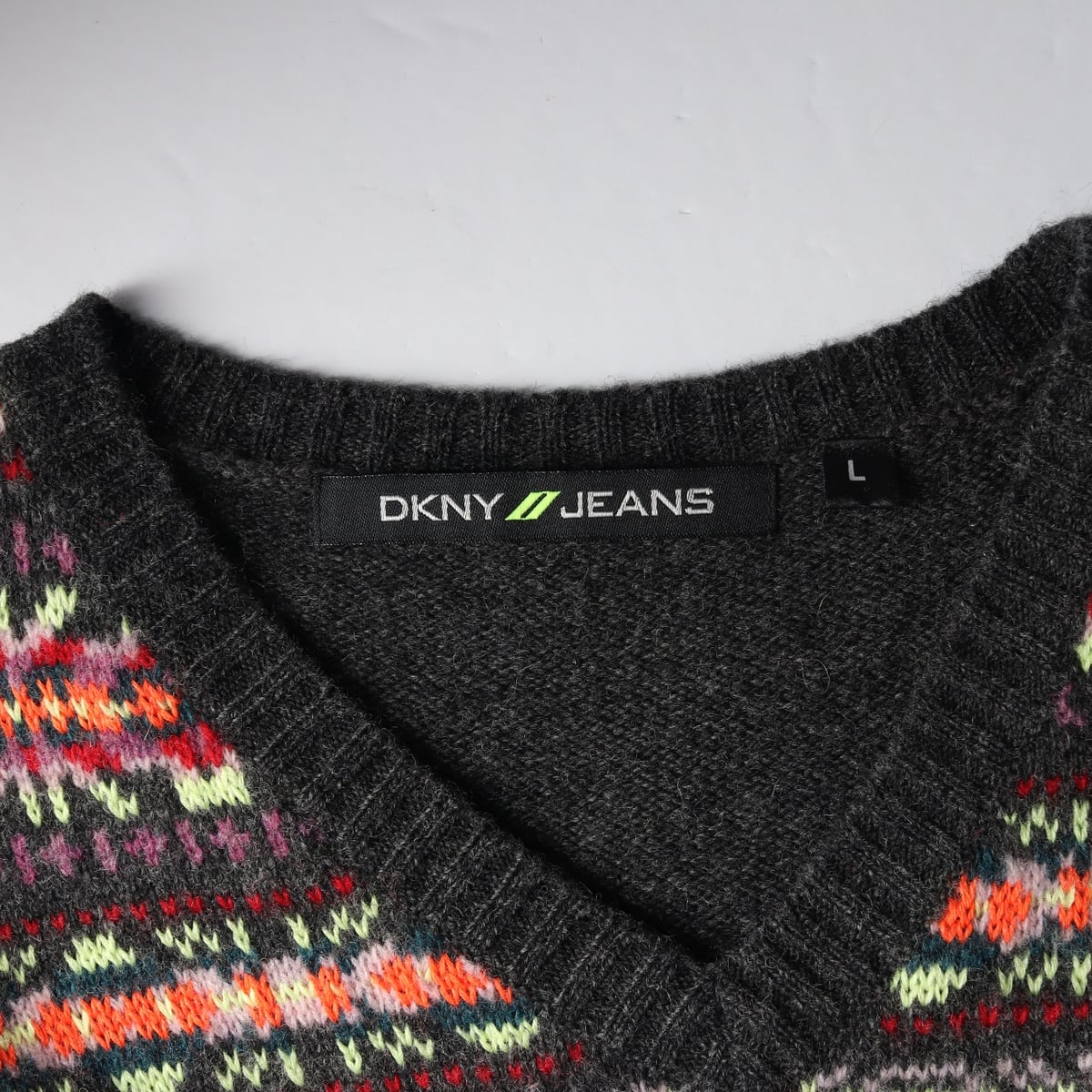 디케이엔와이 DKNY 페어아일 패턴 램스울 니트 조끼 베스트 상세 이미지 3