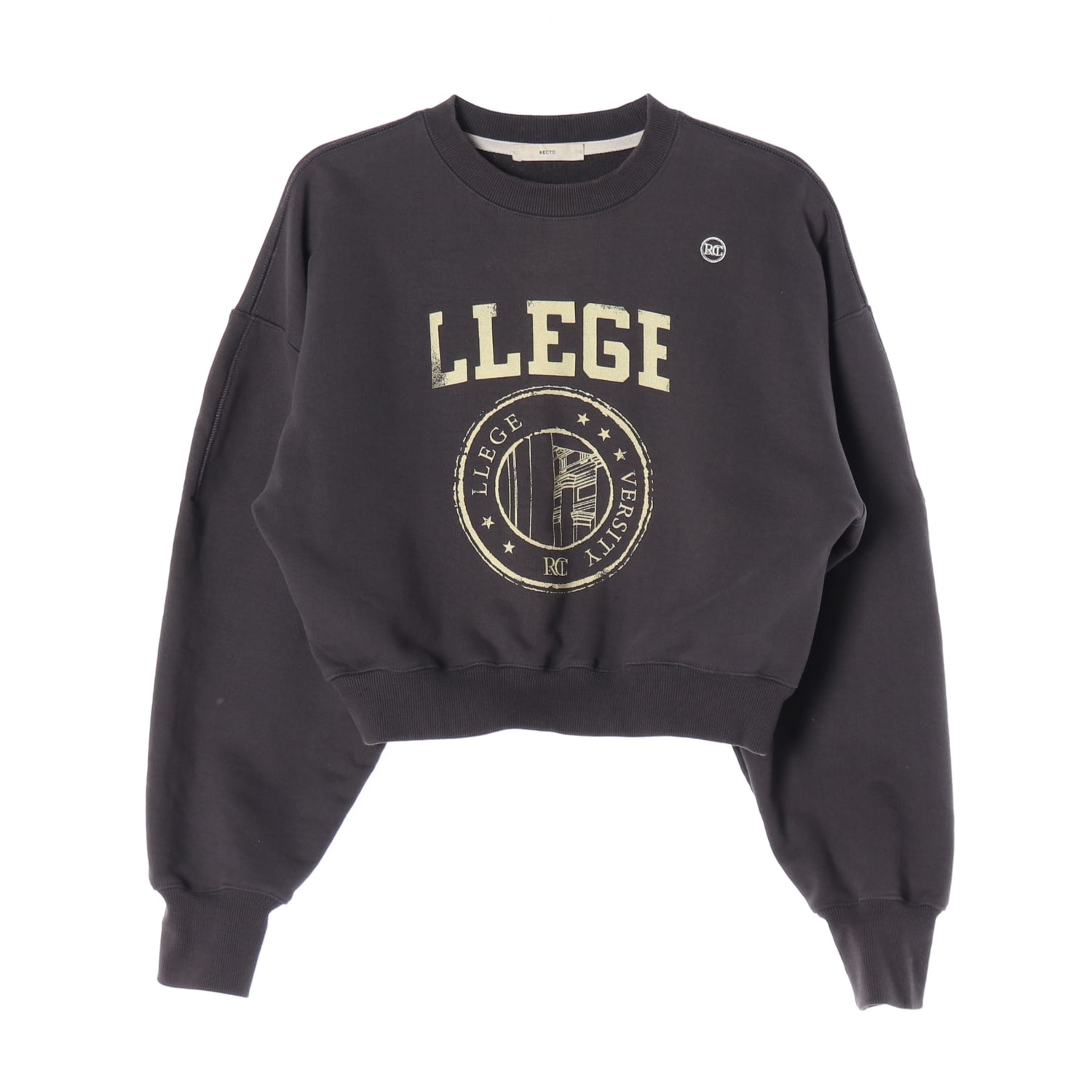 렉토 22FW LLEGE 로고 크롭 맨투맨 스웨트셔츠  이미지 1