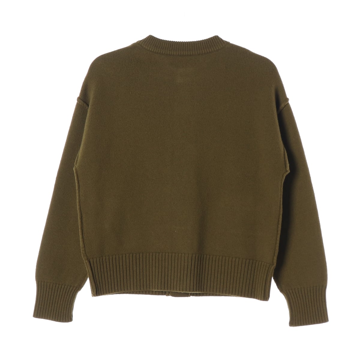 아미 25FW adc 인타르시아 하트 로고 크루넥 가디건 올리브 상세 이미지 2