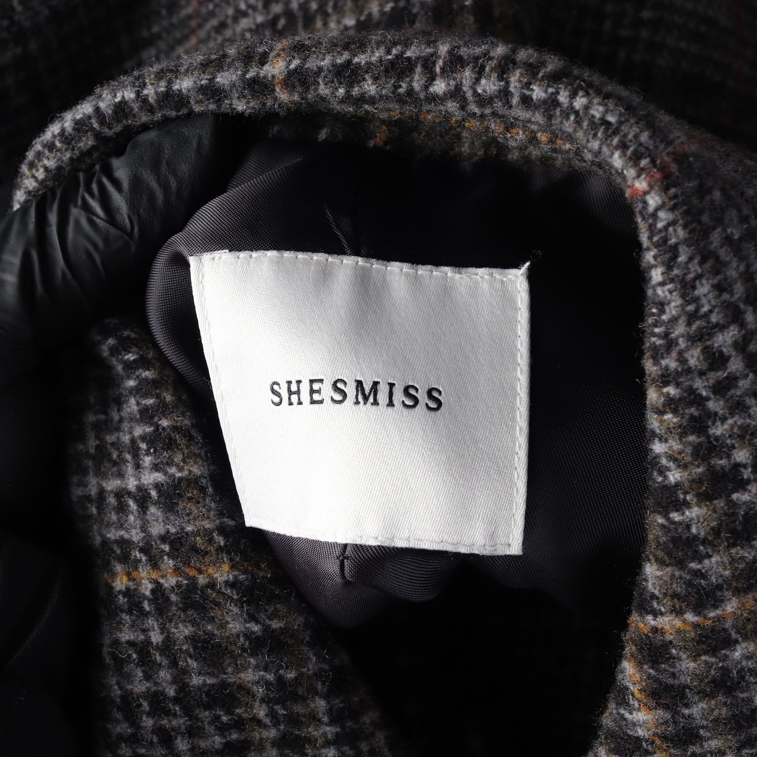 쉬즈미스 울 블렌드 더블 브레스티드 체크 패턴 롱 코트 이미지 3