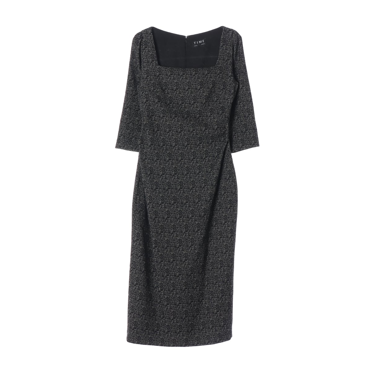 타임 22FW 울 블렌드 스퀘어넥 반팔 트위드 롱 원피스 상세 이미지 1