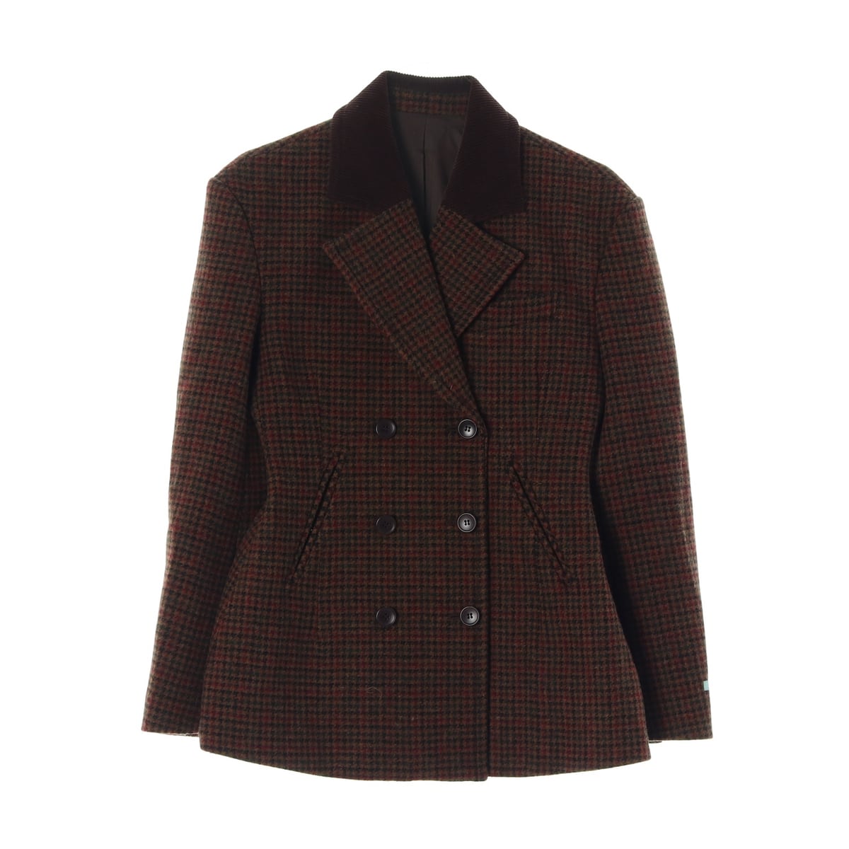 인스턴트펑크 22FW 슬림 더블 울 자켓 체크 재킷 브라운 상세 이미지 1