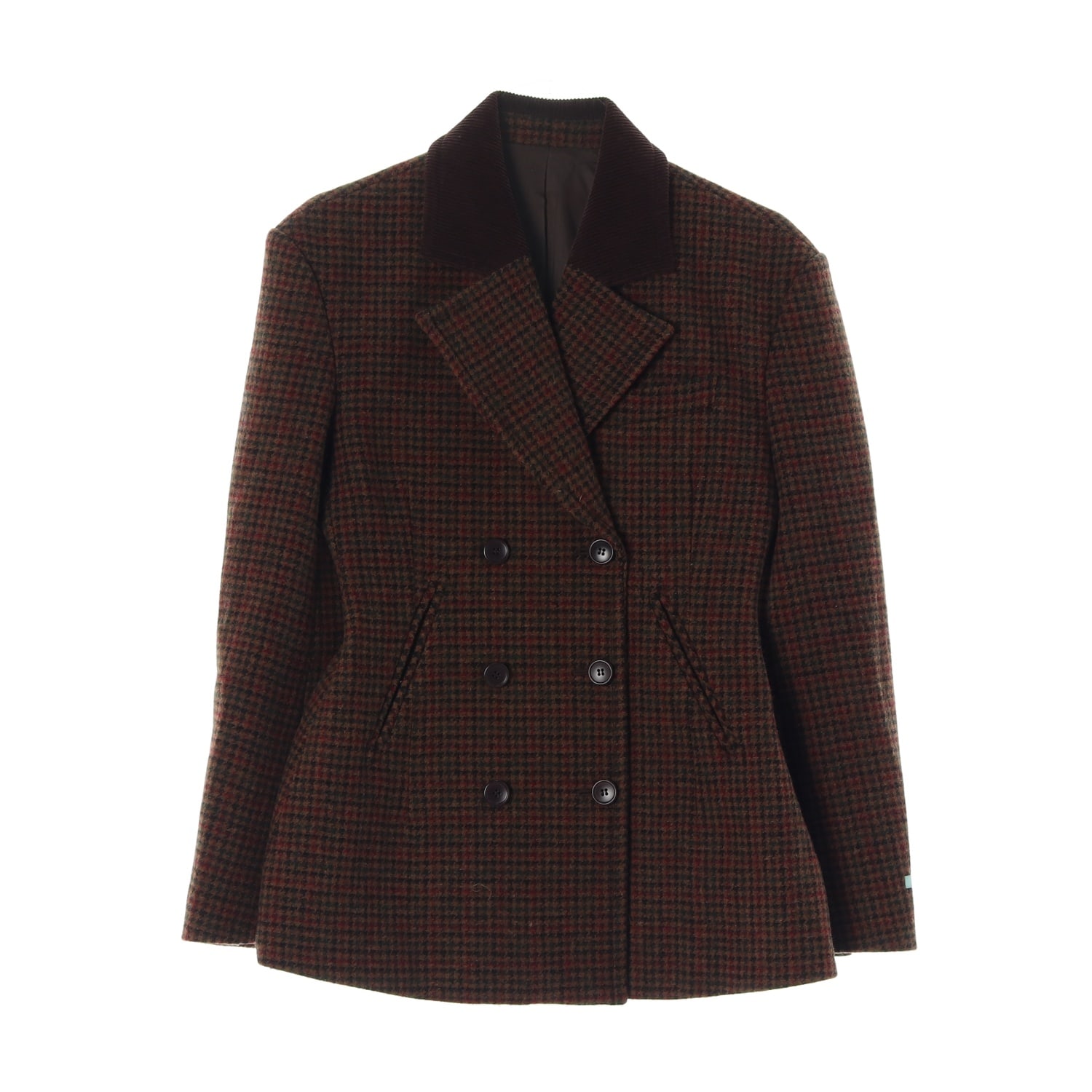 인스턴트펑크 22FW 슬림 더블 울 자켓 체크 재킷 브라운 이미지 1