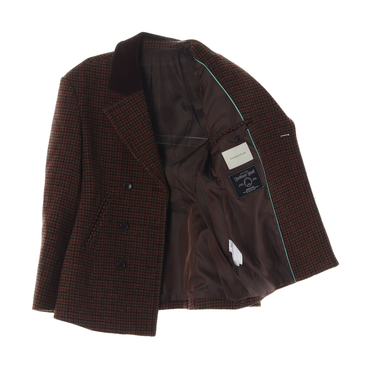인스턴트펑크 22FW 슬림 더블 울 자켓 체크 재킷 브라운 상세 이미지 2