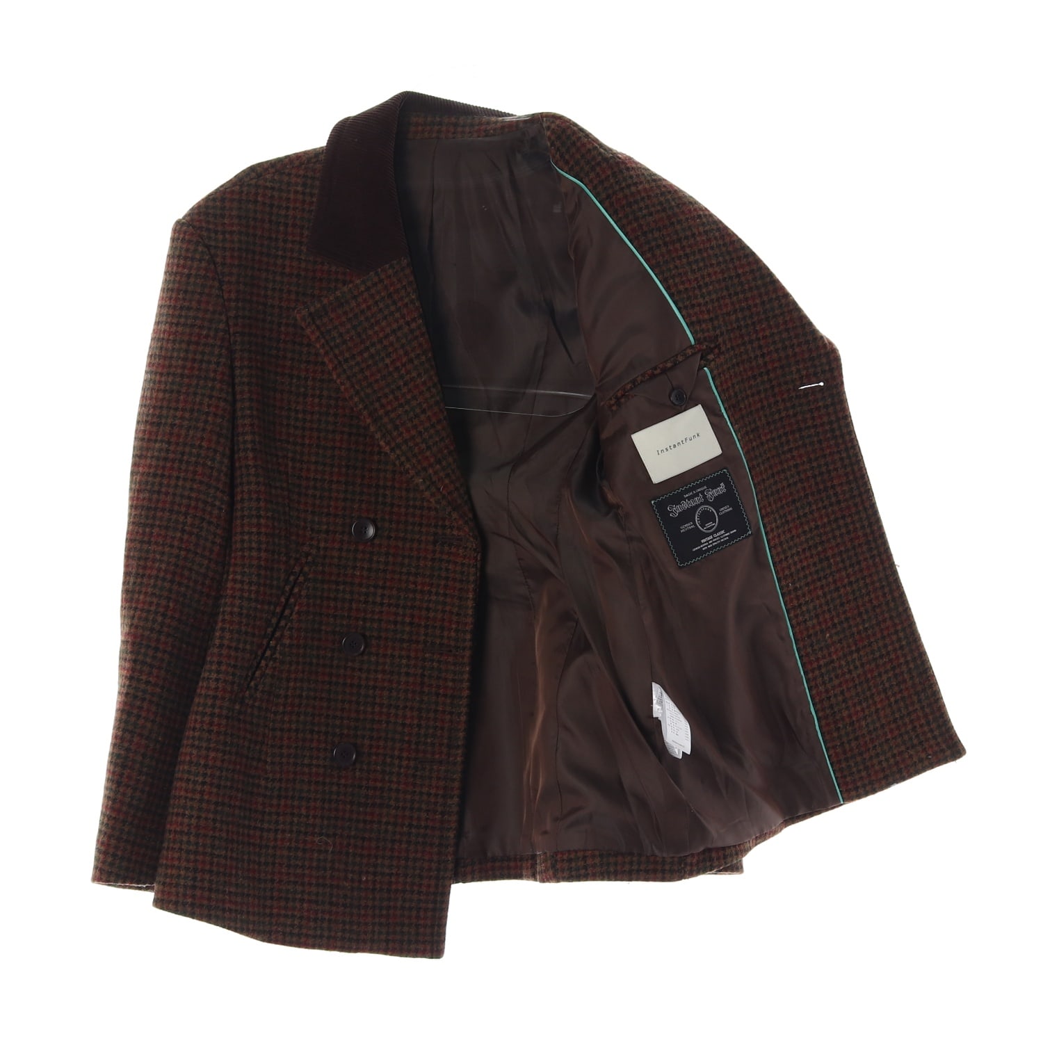 인스턴트펑크 22FW 슬림 더블 울 자켓 체크 재킷 브라운 이미지 2