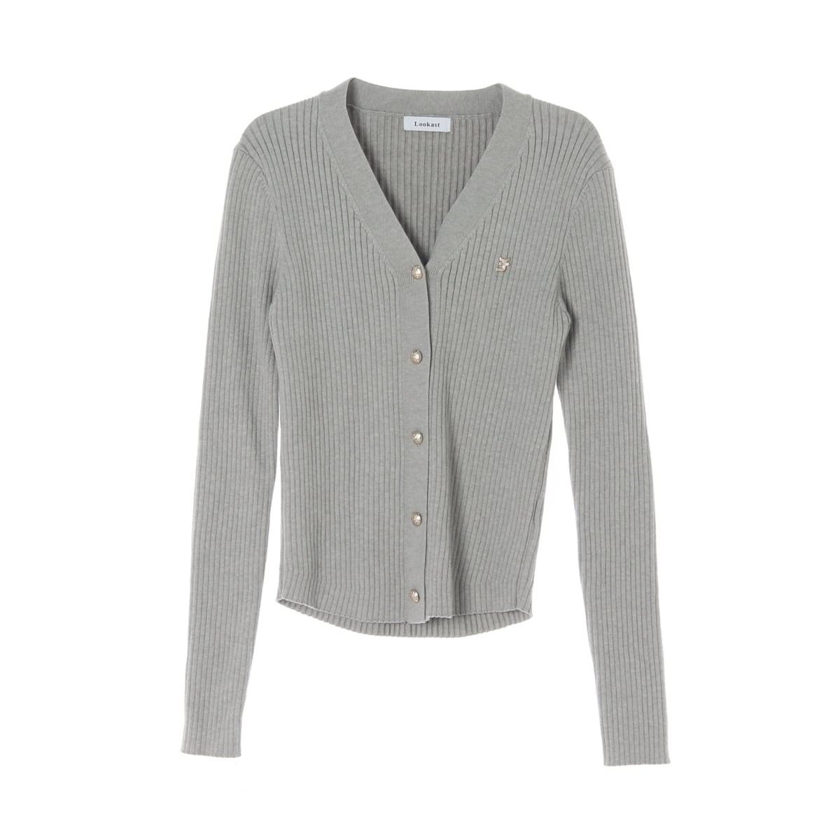 룩캐스트 22FW 골지 니트 가디건 그레이 상세 이미지 1