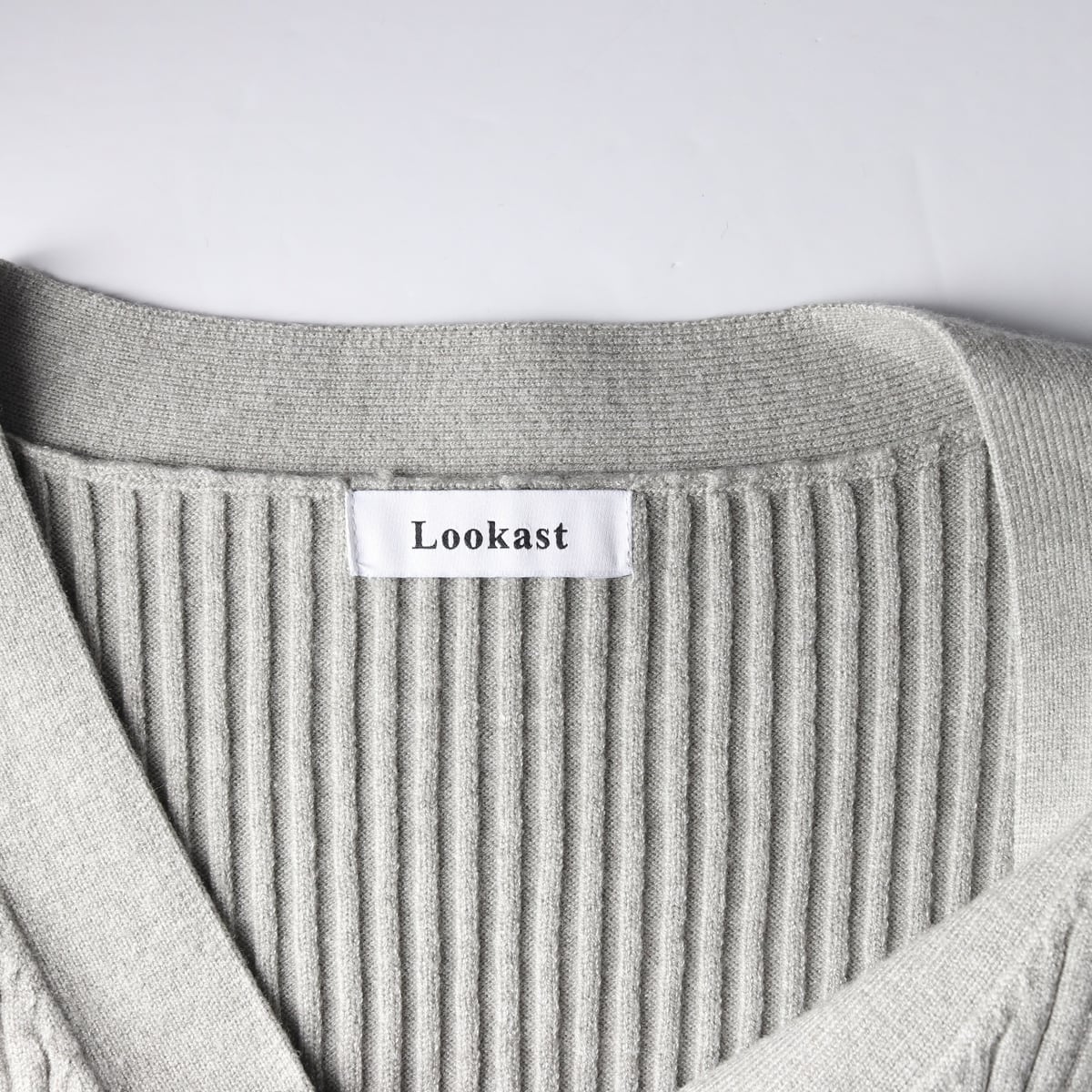 룩캐스트 22FW 골지 니트 가디건 그레이 상세 이미지 3