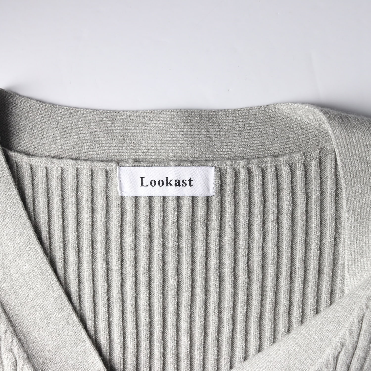 룩캐스트 22FW 골지 니트 가디건 그레이 이미지 3