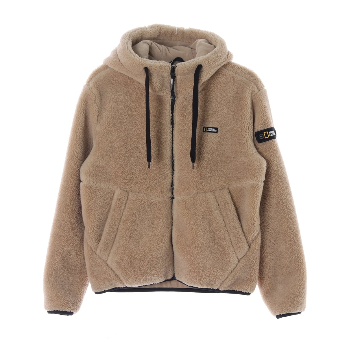 내셔널지오그래픽 21FW 뽀글이 플리스 후드 집업 점퍼 베이지  상세 이미지 1