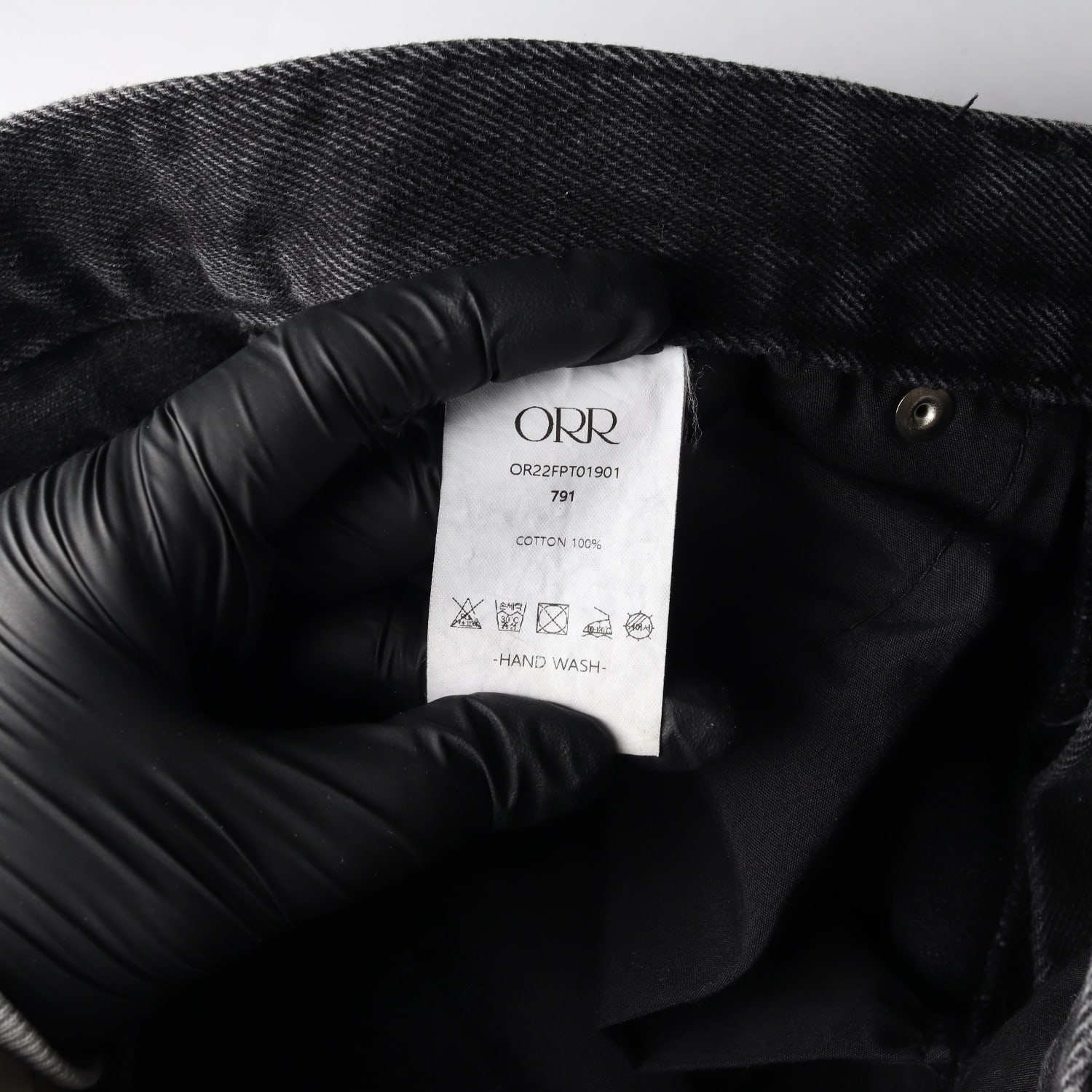 오르 ORR 22FW 와이드핏 코튼 데님 팬츠 흑청 청바지  이미지 5