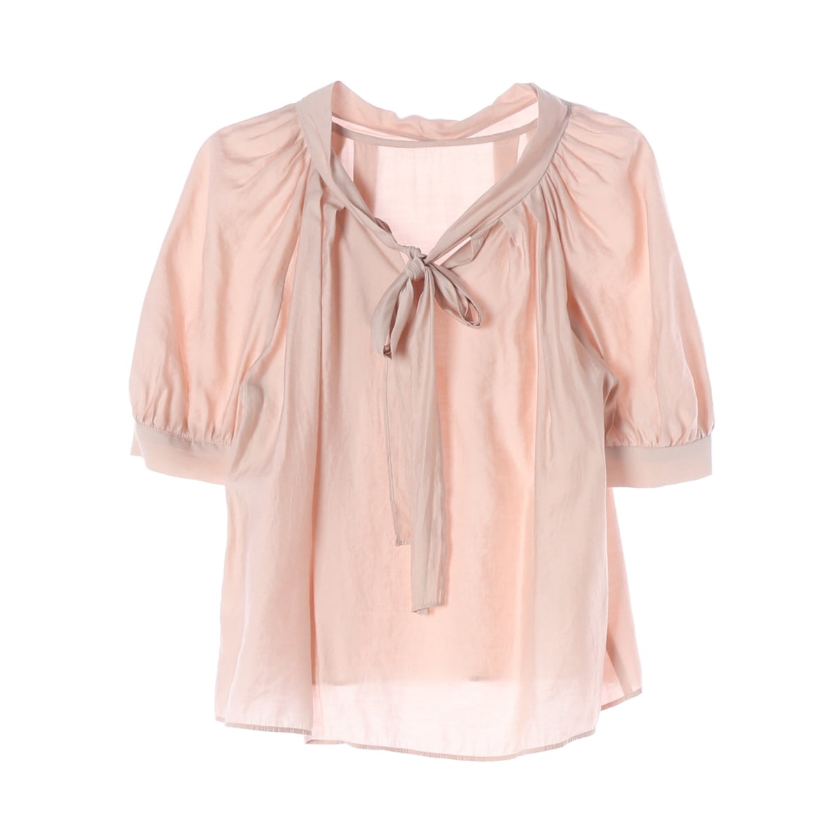 로트르드민 Lou 스카프 리본 디테일 반팔 블라우스 핑크 상세 이미지 1