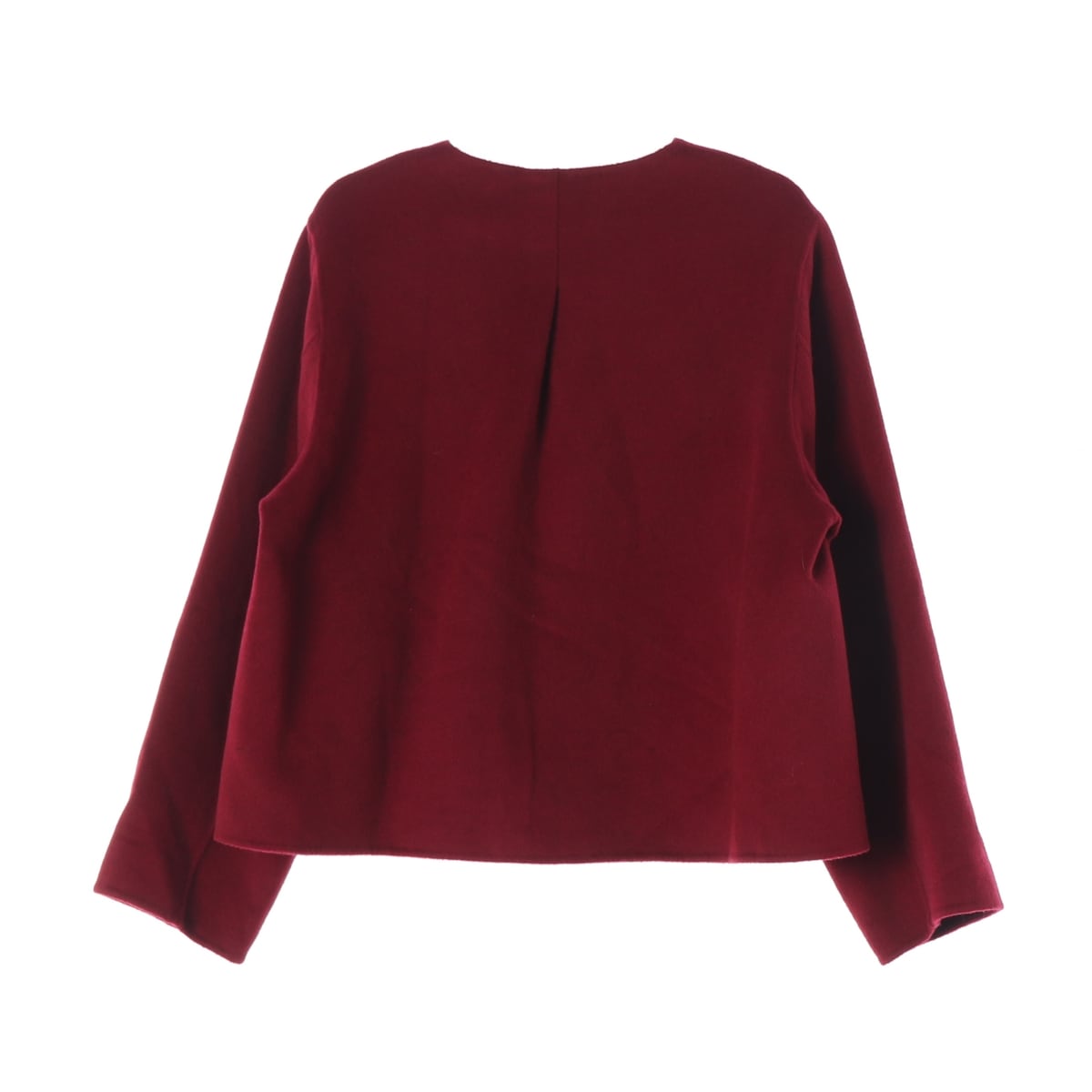 더엣지 24FW 울 블렌드 카라리스 노카라 핸드메이드 숏 코트 레드  상세 이미지 2