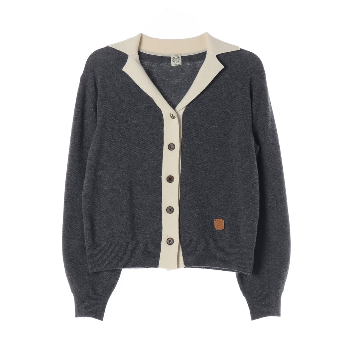 앳코너 22FW 울 블렌드 배색 버튼 니트 가디건 상세 이미지 1