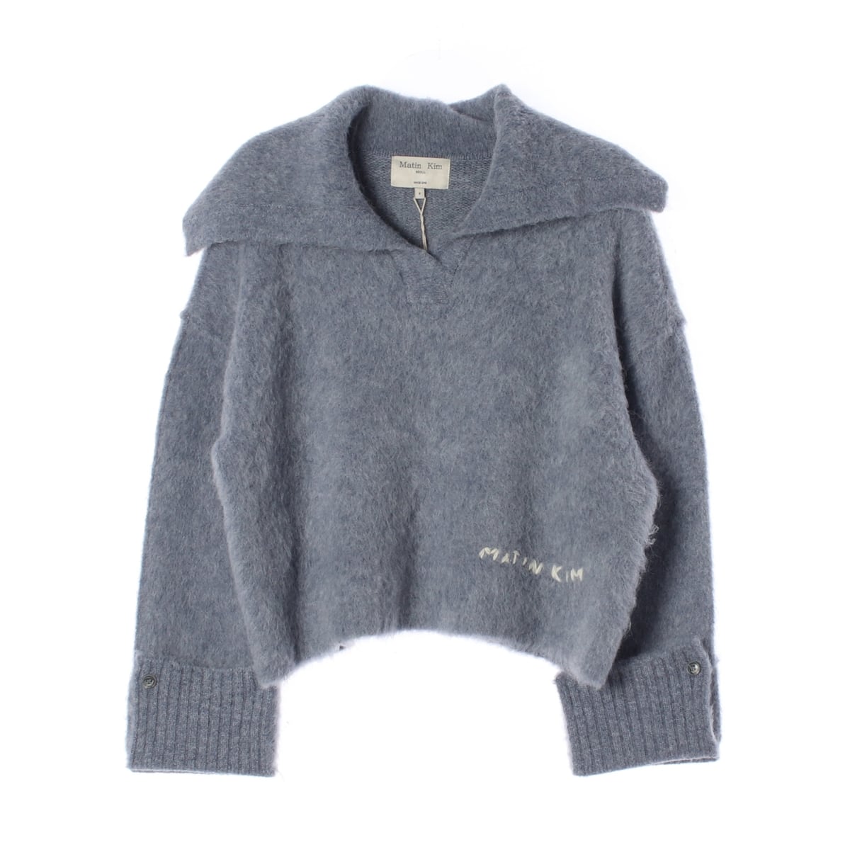(새상품) 마뗑킴 23FW 플러피 세일러 니트 가디건 블루

 상세 이미지 1