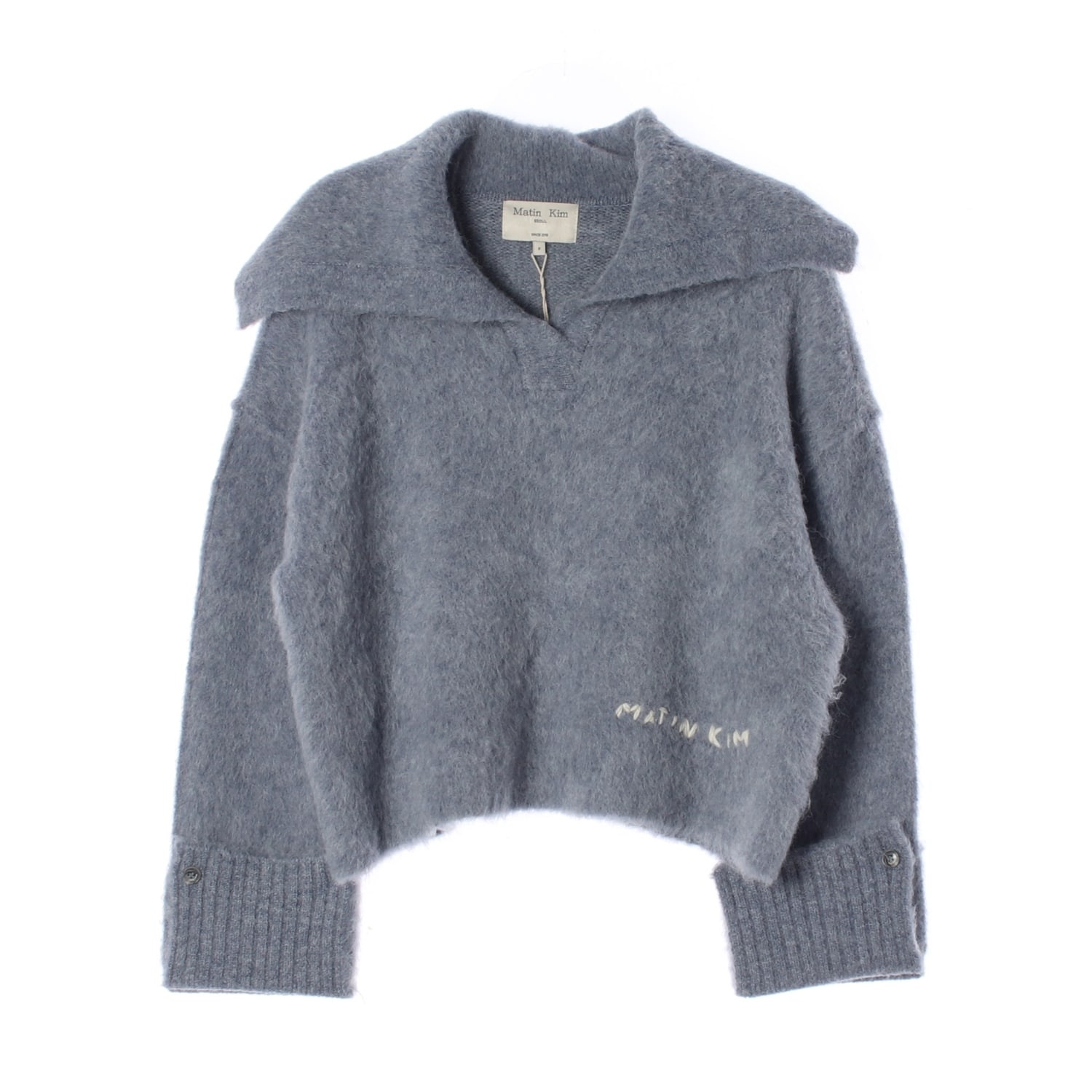 (새상품) 마뗑킴 23FW 플러피 세일러 니트 가디건 블루

 이미지 1