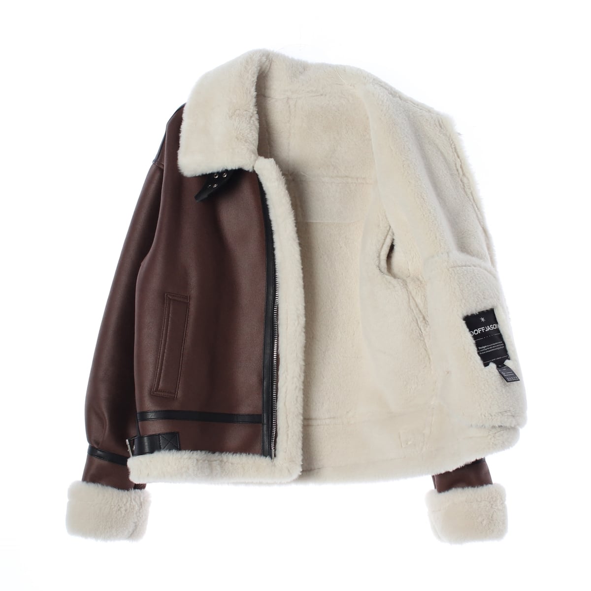 도프제이슨 22FW 하이넥 레더 무스탕 가죽 재킷 상세 이미지 2