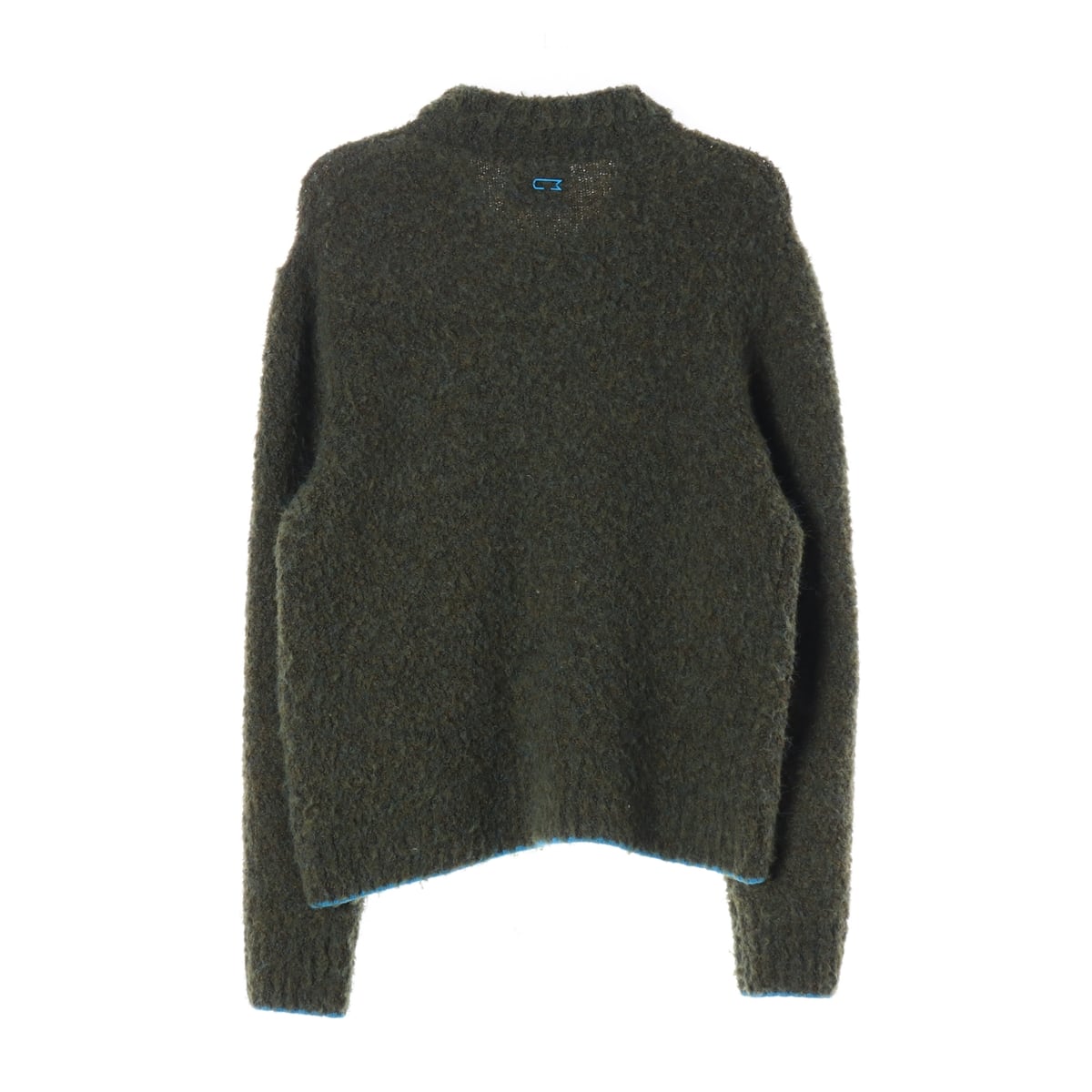 우마뭉 23FW 울 블렌드 부클 크롭 카라 니트 가디건 올리브 상세 이미지 2