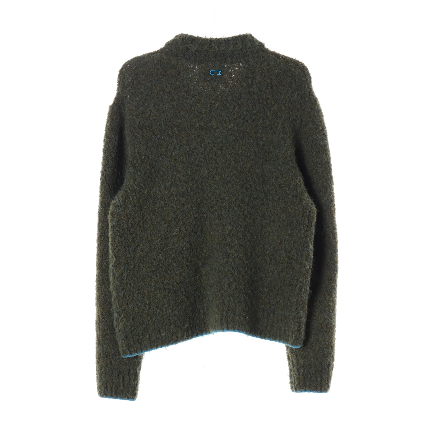 우마뭉 23FW 울 블렌드 부클 크롭 카라 니트 가디건 올리브 이미지 2