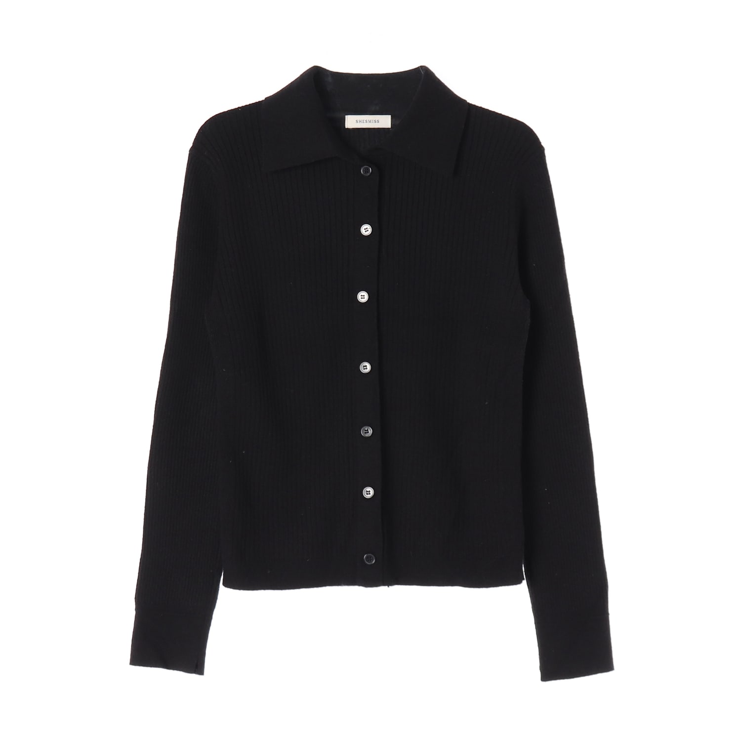 쉬즈미스 22FW 울 블렌드 리브 골지 니트 카라 가디건 이미지 1