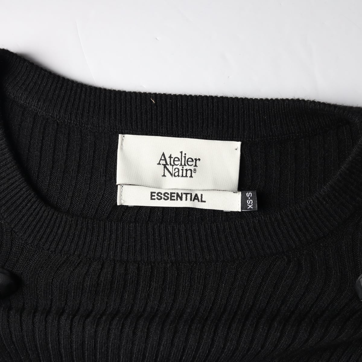 아틀리에 나인 24FW 에센셜 골지 니트 긴팔 티셔츠 블랙 상세 이미지 3