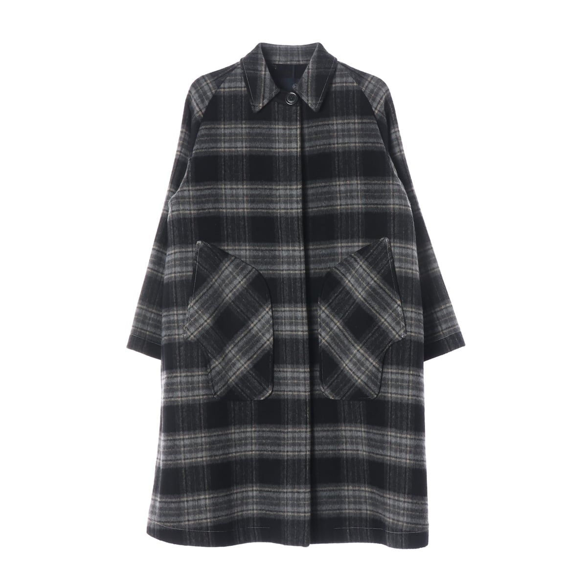 렉토 울 블렌드 체크 패턴 오버핏 롱 코트 상세 이미지 1