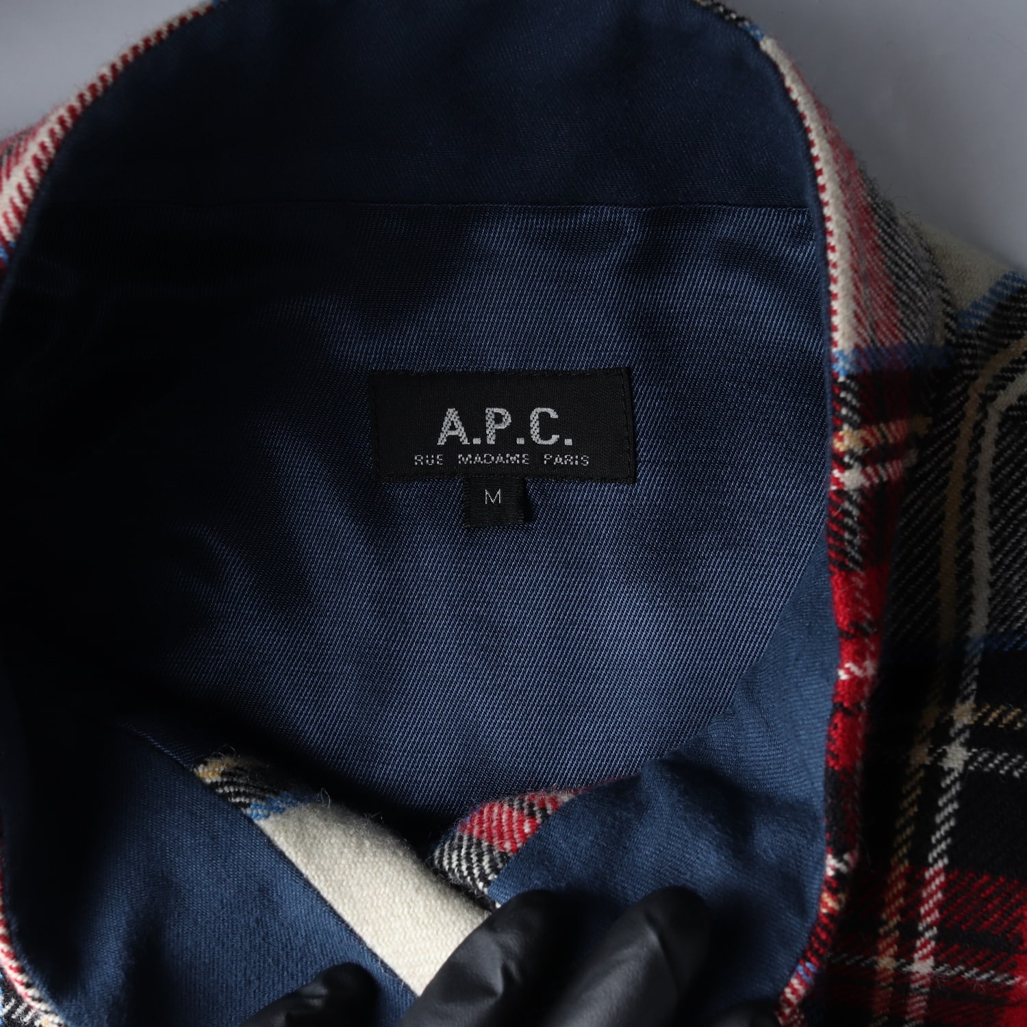 아페쎄 APC 타탄 체크 패턴 울 혼방 케이프 코트 망또 이미지 3