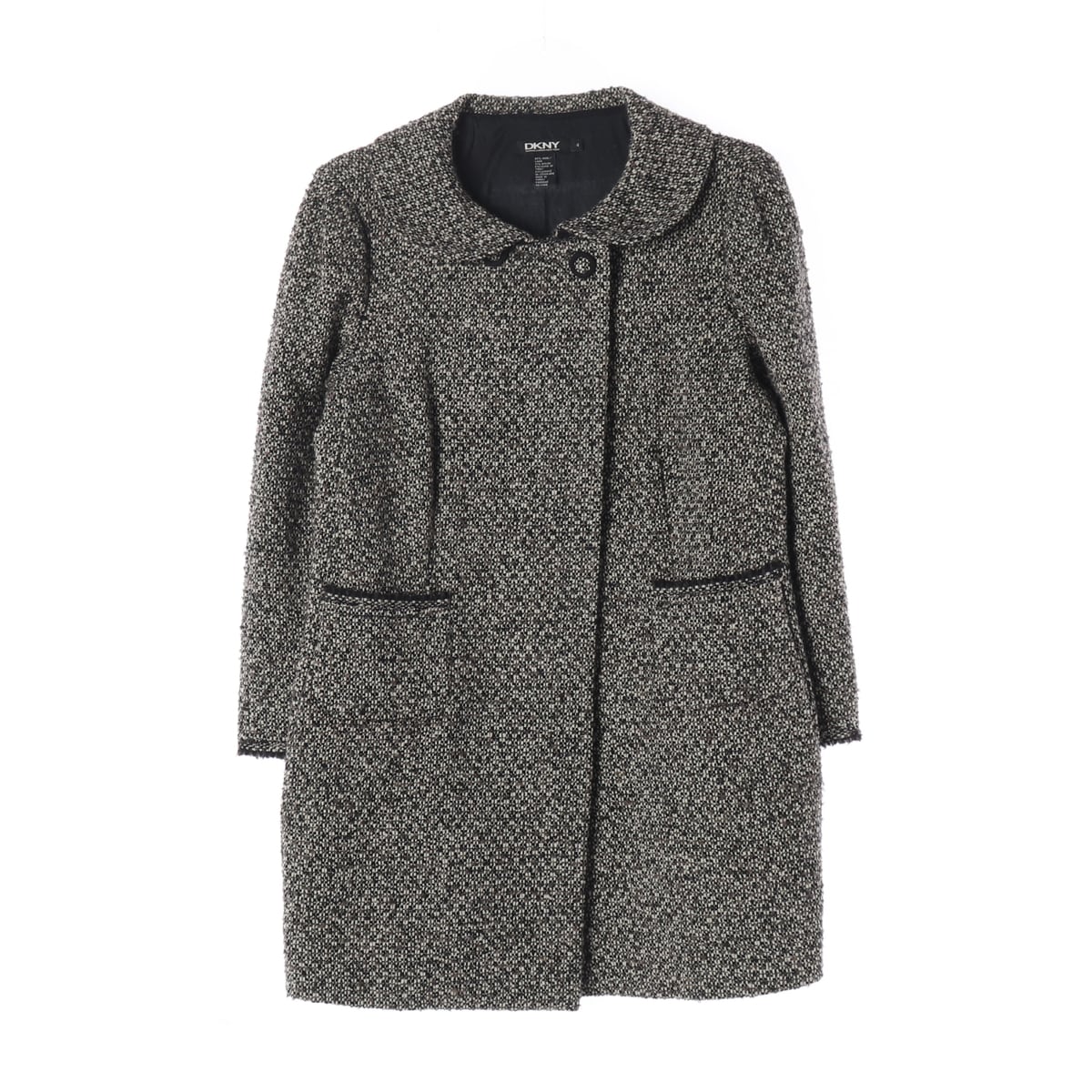 디케이엔와이 DKNY 라운드 카라 트위드 울 블렌드 코트 상세 이미지 1