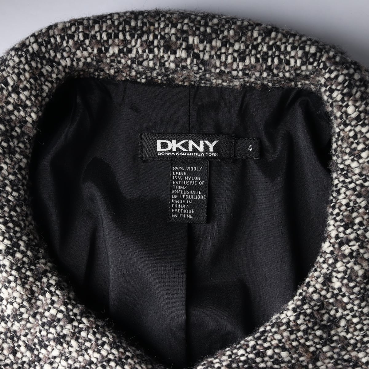 디케이엔와이 DKNY 라운드 카라 트위드 울 블렌드 코트 상세 이미지 4