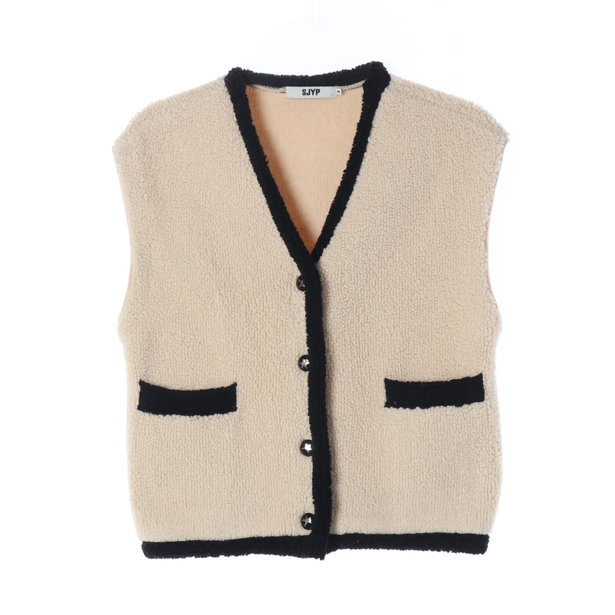 에스제이와이피 SJYP 24FW 울  블렌드 배색 뽀글이 니트 베스트 상세 이미지 1