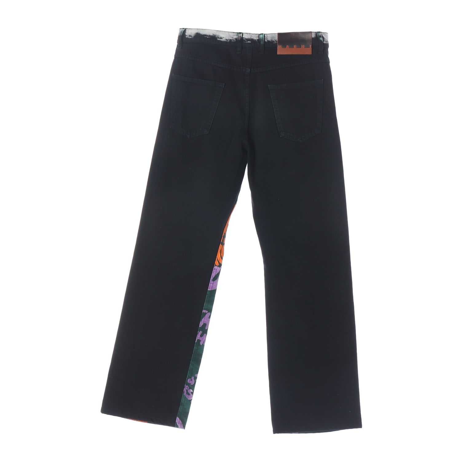 마르니 21FW Black & Multicolor 플라워 프린트 스트레이트핏 데님 팬츠 이미지 2
