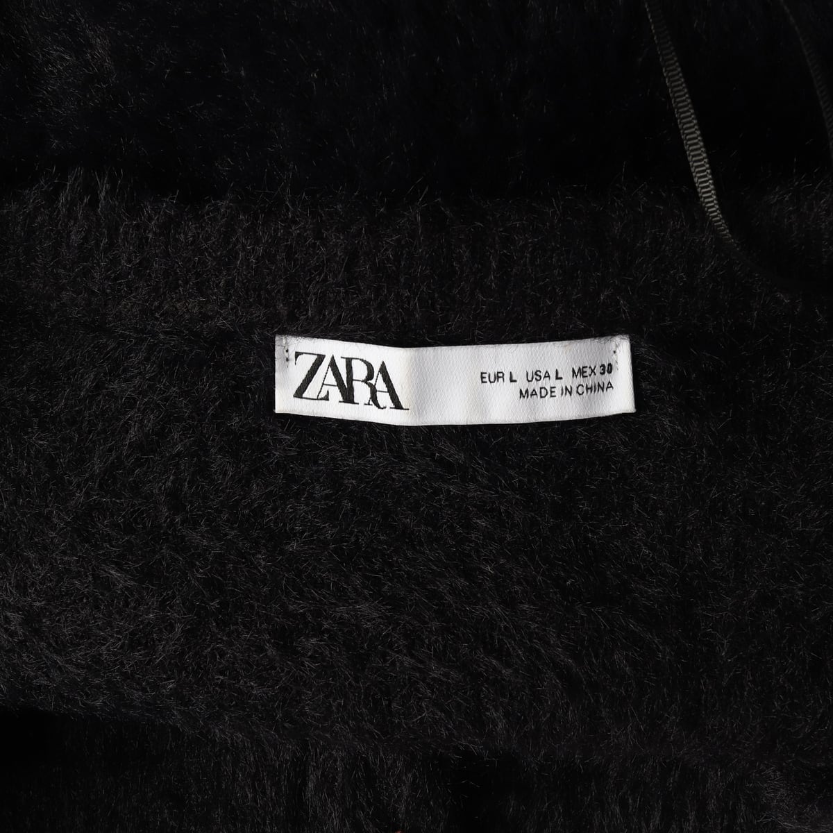 자라 ZARA 블랙 페이크 퍼 플러피 가디건 상세 이미지 3