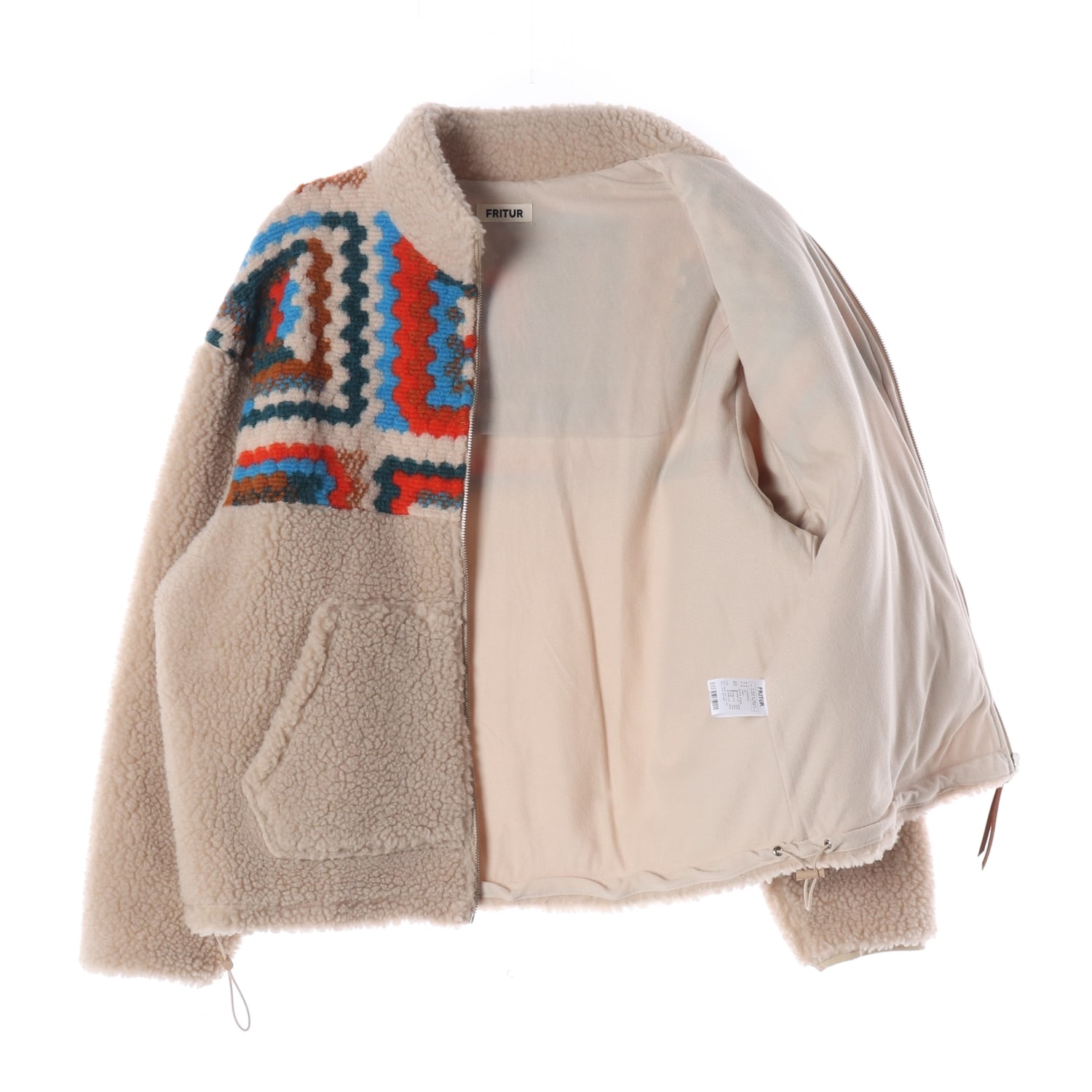 프리터 25FW 크로셰 패턴 플리스 뽀글이 재킷 점퍼 베이지 이미지 2