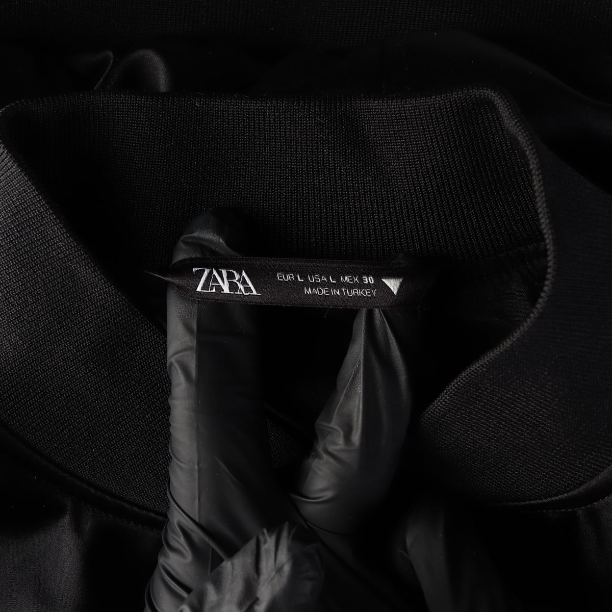자라 ZARA 새틴 크롭 봄버 블루종 재킷 상세 이미지 3
