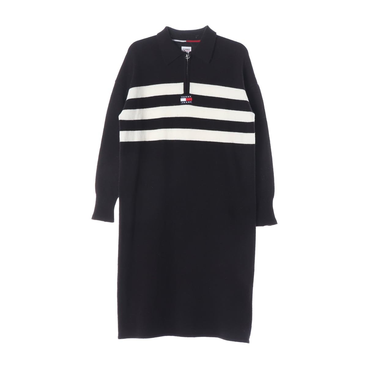 타미 진스 22FW 스트라이프 오버핏 하프 집업 니트 원피스 상세 이미지 1